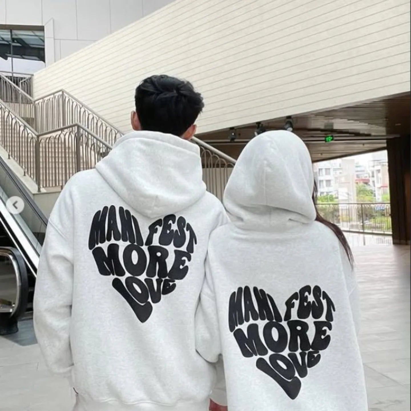 Couple Hoodie Pair | Manifest More Love Quote | Male and Female